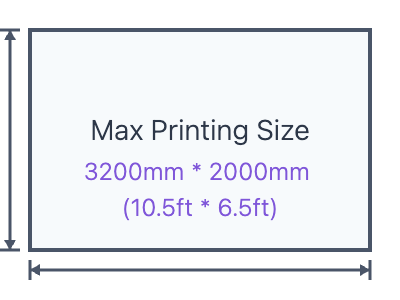 Diagram of the 3200 mm by 2000 mm print area on the Andresjet AJ3220EX UV flatbed printer