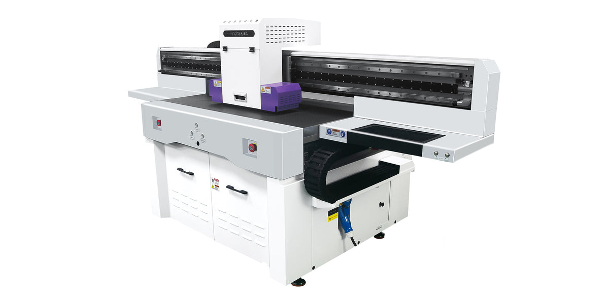 Compact Andresjet UV flatbed printer set up to print custom phone cases and small parts