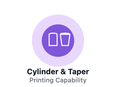 Close view of a printed cylindrical container produced on an Andresjet rotary UV printer