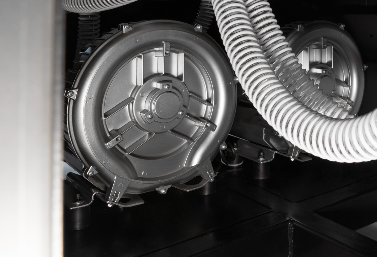 Dual 1500W vacuum blowers used on an Andresjet UV flatbed printer